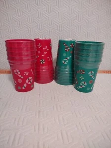 Reusable Plastic Cups Christmas 10 oz. Candy Canes Red Green 20 Cups Chef Craft - Picture 1 of 11