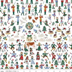 A Pear-fect Christmas Twelfth Day White C14970 100% Cotton Fabric by half yard - Picture 1 of 3