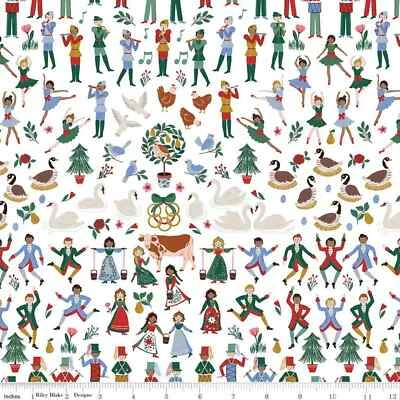 A Pear-fect Christmas Twelfth Day White C14970  100% Cotton Fabric by half yard - Image 1 of 3