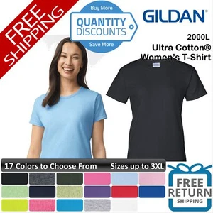 🔥 Gildan Women Ultra Cotton & Blends T-shirt Classic Fit Up To 3XL 2000l - Picture 1 of 82