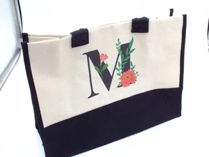 Bolso Monograma/Tote Bolsos Floral Letra Inicial M Bolso Personalizado Playa/Bolso de Compras - Imagen 1 de 7
