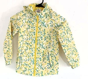 Aldi Lily & Dan Girls Youth Children Rain Jacket White Yellow Flowers Size Small - Picture 1 of 7