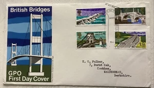 GB QEII 1968 Bridges 2 GPO FDC Bridge Kent SHS Typoed Address With Insert C£10+ - Picture 1 of 3