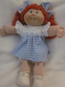 CPK doll clothes/16-18 inch/blue check dress/bloomers/hair bows - Picture 1 of 2