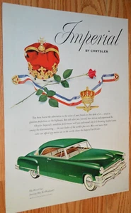 ★1952 IMPERIAL CHRYSLER ORIGINAL LARGE VINTAGE ADVERTISEMENT PRINT AD 52 - Picture 1 of 1