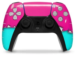 Skin Sony PS5 Controller Colori Strappati Rosa Caldo Neon Teal - Foto 1 di 4