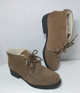 Botas al tobillo Sporto aisladas para mujer de cuero tostado de gamuza forradas de piel sintética con cordones - Imagen 1 de 12