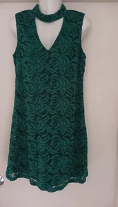 AX Paris Size 10 Green Lace V Neck Sleeveless Dress. Lined. Christmas - Picture 1 of 9