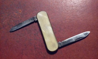 Faca dobrável pequena vintage marca AMBASSADOR bolsa de bolso caneta 2 lâminas - Imagem 1 de 4