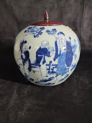 Antique Canton Province Chinese Qing Celadon Ginger Jar Relics Wax Seal Permit  - Image 1 of 4