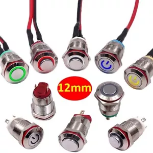 12mm Metal Waterproof LED Illuminated Switch Momentary Push MINI Button Switch - Picture 1 of 31