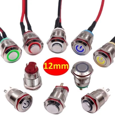 3-240V 12mm Metal Waterproof Push Button Switch Momentary Mini Switch On/Off - Image 1 of 4