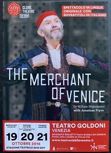 Jonathan Pryce EL MERCADER DE VENECIA VOLANTE ITALIANO Teatro Goldoni Shakespeare - Imagen 1 de 2