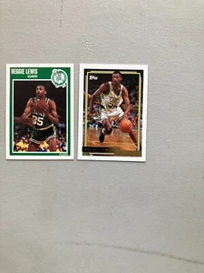 Reggie Lewis (lote de 2 cartas) Boston Celtics Topps oro + Fleer - Imagen 1 de 1
