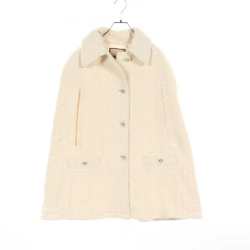 GUCCI Boucle wool tweed cape poncho coat 761739 wool Nylon Beige Used Women #36 - Image 1 of 4