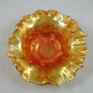 MILLERSBURG STRAWBERRY WREATH MARIGOLD CARNIVAL GLASS 3N1 BOWL - Picture 1 of 4