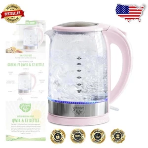Versatile 1.7L Pink Electric Kettle with LED Base & Thermal Protection Features - Picture 1 of 11
