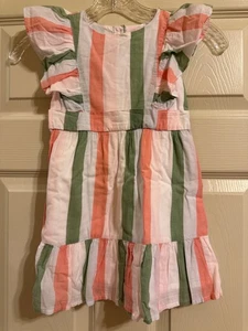 Janie and Jack Sunset Seekers Striped Ruffle Trim Dress Size 4 - Picture 1 of 2
