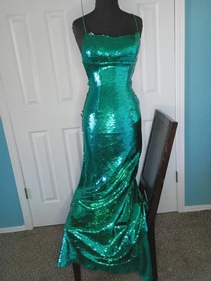 Sherri Hill Green Sequin Prom Mini Cocktail Dress Maxi Dress Size 2 New No Tag - Image 1 of 4
