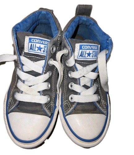 Scarpe sneakers alte Converse All Stars grigio e blu royal nylon ragazzo 11