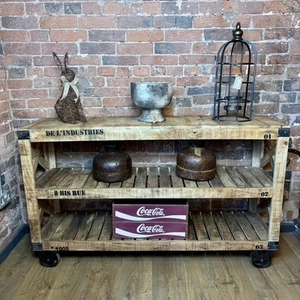 Rustic Wooden Display Stand - Industrial Style Wooden Sideboard - Picture 1 of 9