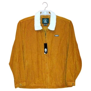 Volcom Corduroy Jacket Mens XXL Brown Sherpa Collar Comfy Fit Full Zip Fall Coat - Picture 1 of 7