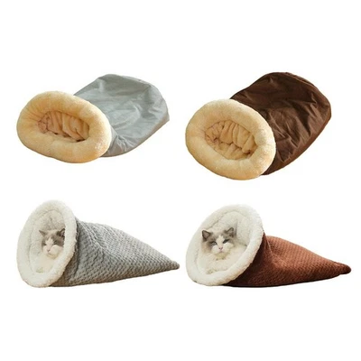 Cat Sleeping Bag Winter Cosy Cat Bed Cave 360°Wrap Comfortable Pet Snuggle Sack - Image 1 of 4