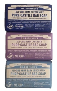 Dr Bronners All One Hemp 3 Pack Variety Pure Castile Bar Soap - Picture 1 of 2