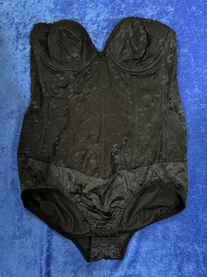 Vintage Adonna 36b Shapewear Body Briefer Girdle Black Nylon Underwire - Image 1 of 4