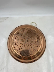 Vintage ODI Copper Colander Strainer 12 Inch Brass Ring Handle Kitchen Decor - Picture 1 of 11