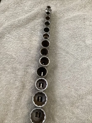 Sockets 1/2” Drive 13 Pces AF Sizes 3/8”—1-3/16”,on A Clip Rail - Image 1 of 3