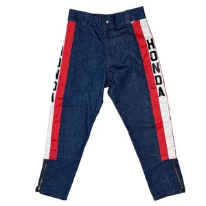 Rare Vtg American 1970s HONDA MOTORCYCLE PANTS Jeans Denim Hi-Q (Alabama) 30x28 - Picture 1 of 9