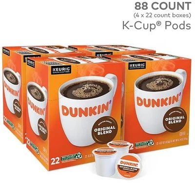 DUNKIN' DONUTS Dunkin' Original Blend Coffee Keurig K-Cup Pods, Medium Roast, 88/Carton