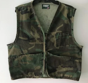 Vintage SafTbak Hunting/Shooting Vest Green Camo Full Zip Made in USA Men's - Picture 1 of 16