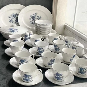 50-pcs Royal Blue Ironstone Serving Set Enoch Wedgwood Tunstall Ltd England MCM - Picture 1 of 24