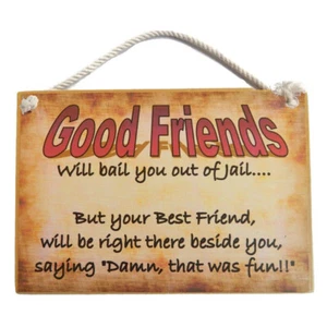 Country Printed Quality Wooden Sign Good Friend Bail Jail Plaque - Picture 1 of 1