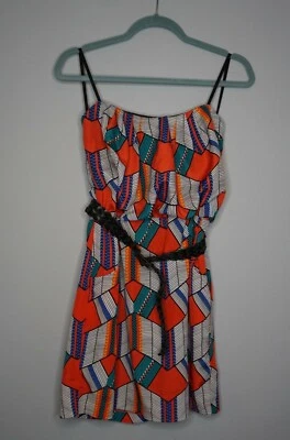 City Triangles Red Geometric Strapless Belted Dress with Pockets size M New - Image 1 of 4