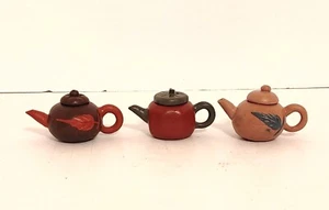 Miniatura teiere asiatiche tè 3 pezzi ceramica argilla cinese 1"-2" - Foto 1 di 10