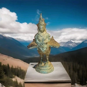 ANTIQ THAI ASIAN BRONZE 5.5×3×3.5" BUDDHA ANGEL TEPPANOM DEITY FIGUR STATUE.OBO - Picture 1 of 18