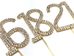 Gold Strass Diamant Edelsteine Kristall Jahrestag Geburtstag Tortenaufleger 4,5 cm - Bild 1 von 1