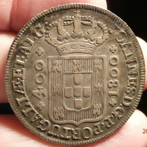 1800 PORTUGAL 400 REIS MONEDA DE PLATA KM 318 ENCANTADORA TONIFICACIÓN S-720 - Imagen 1 de 2