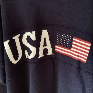 American Flag Navy Blue Sweater By David Taylor Mens XXL