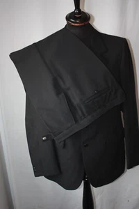 Vtg black tuxedo braided evening dinner 2 piece suit 42 W 34" L 29" revival - Picture 1 of 14