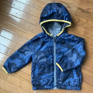Gap Toddler 2 Yrs Windbreaker Jacket Reversible Blue Camo;Gray & Yellow Full Zip - Picture 1 of 5