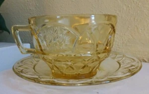 Federal Mayfair Cup and Saucer Amber - Picture 1 of 9
