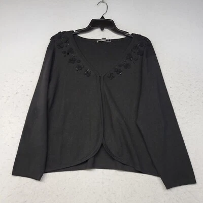 Pendleton Sweater Womens Extra Large Black Silk Floral Cardigan Stretch Short - Image 1 of 4