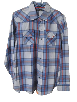 Cruel Girl Womens Pearl Snap Button Up Shirt Size Medium Blue Plaid Western - Image 1 of 4