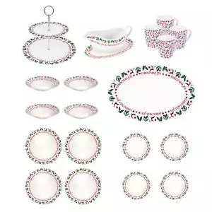 Set da tavola Christmas Joy Range porcellana piatti festivi tazze ciotole - Foto 1 di 37