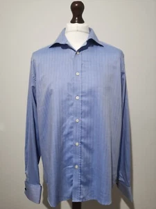 VIYELLA Hemd Herren 16,5 Slim Fit Langarm Blau Baumwolle Gestreift Freizeit Klassisch - Bild 1 von 11