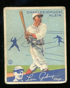 1934 Goudey #18 Chuck Klein ~~ GD condition *nice* ~~ HOF Cubs